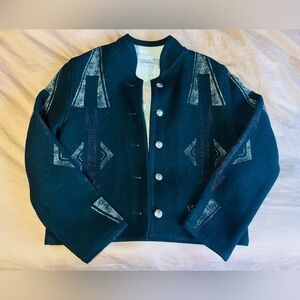 Chico's Southwestern Jacket Women Size Small Black‎ Wool